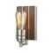 Brookweiler 1-Light Vanity Lamp In Polished Nickel With Dark Wood Backplate